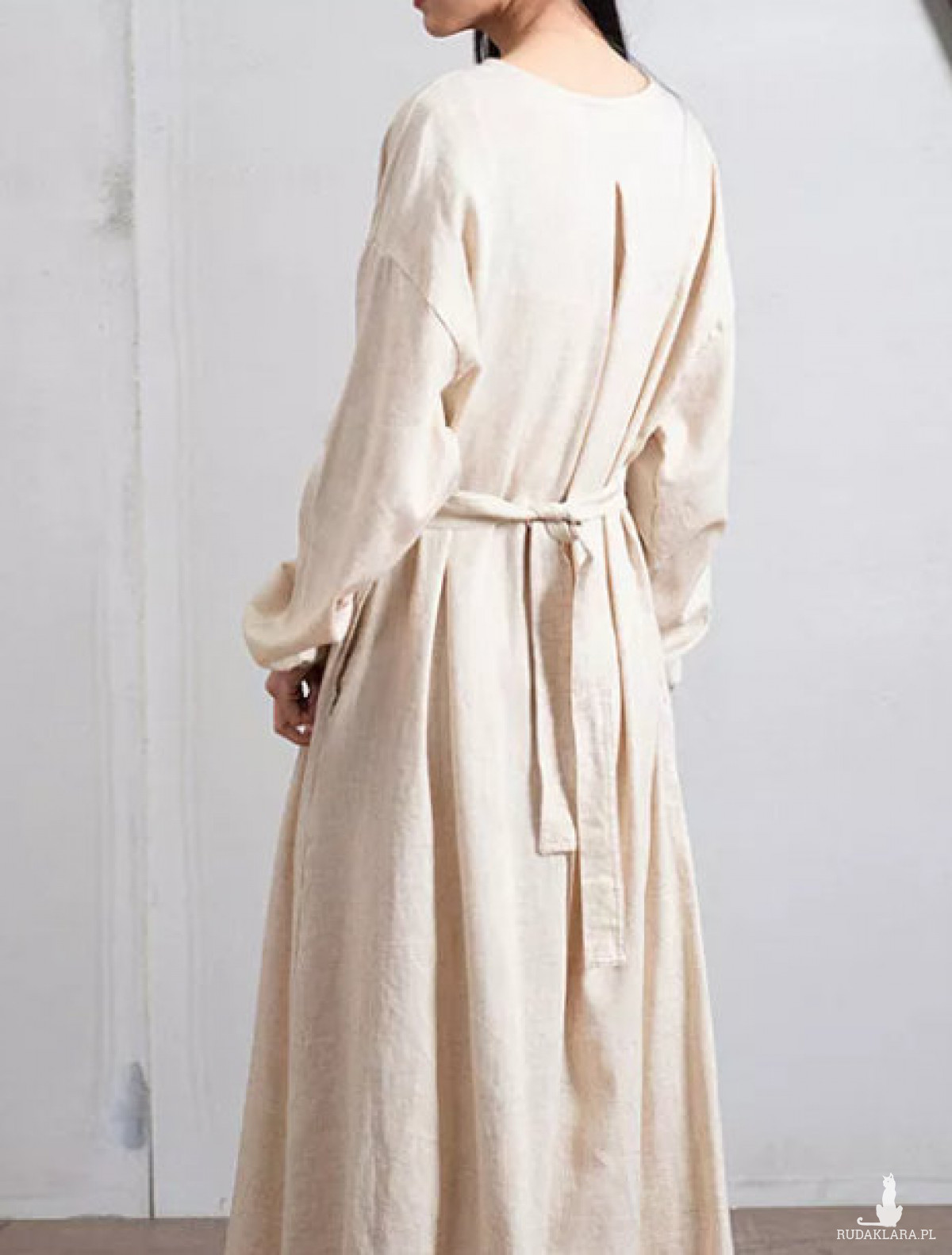 ecru  sukienka oversize bawełna  z lnem 38